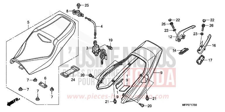 SEAT/REAR COWL for CB1300 Super Bold'or ABS GRAPHITE BLACK (NHB01EB) from 2010